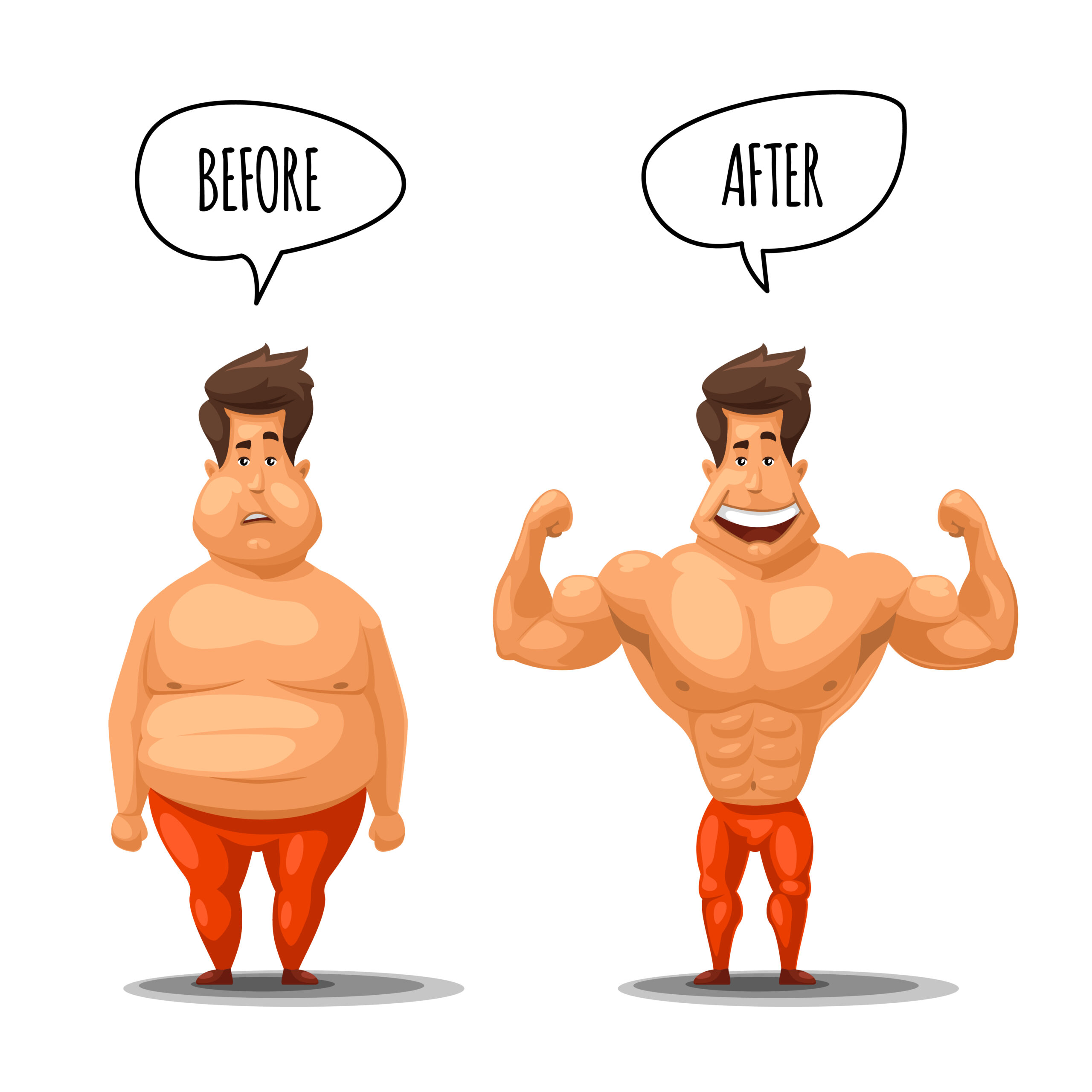 vector illusion of Man before and after losing weight 